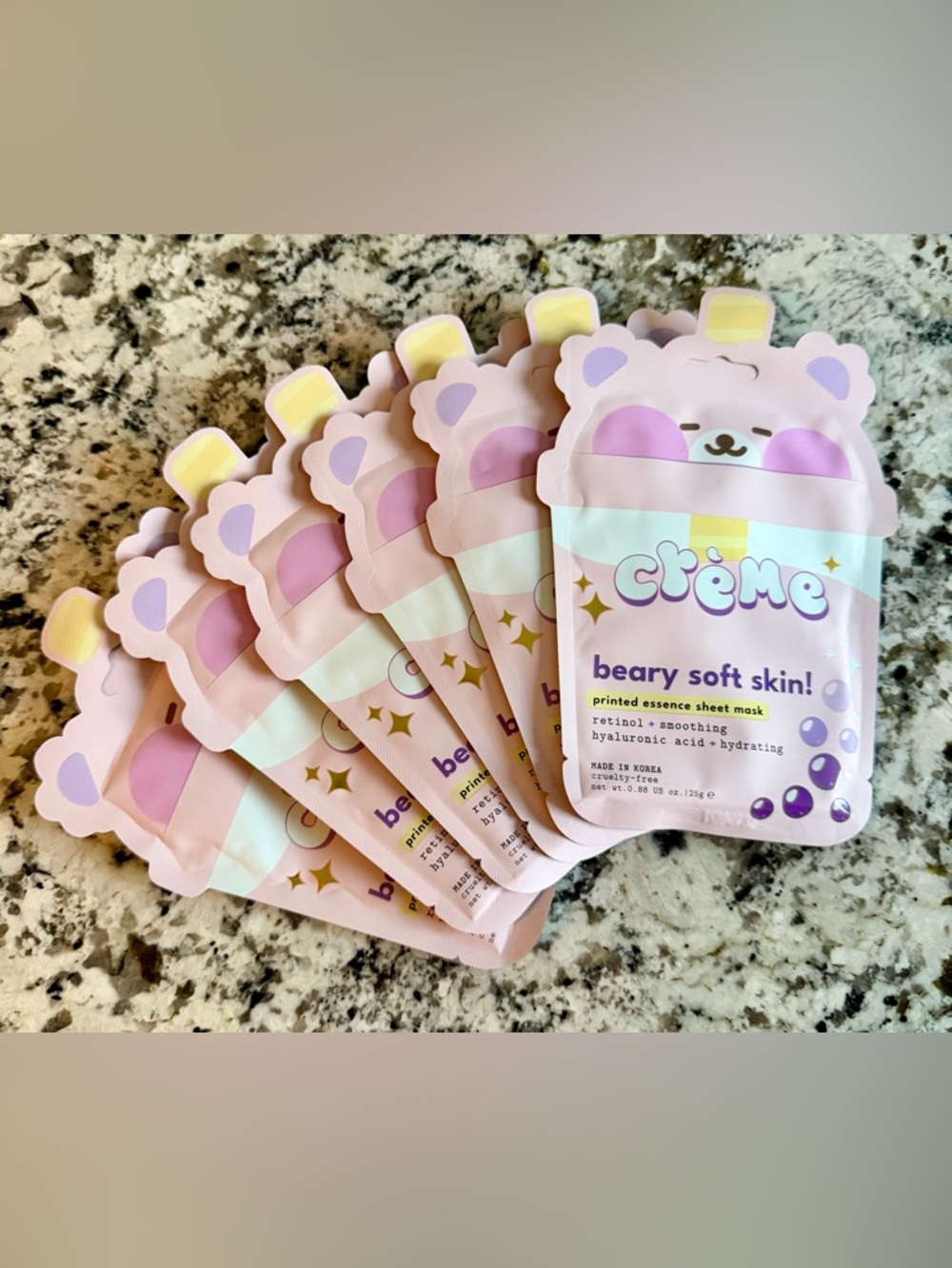 Crème Shop Beary Soft Skin! Printed Essence Sheet Mask - Pink_Set of 6